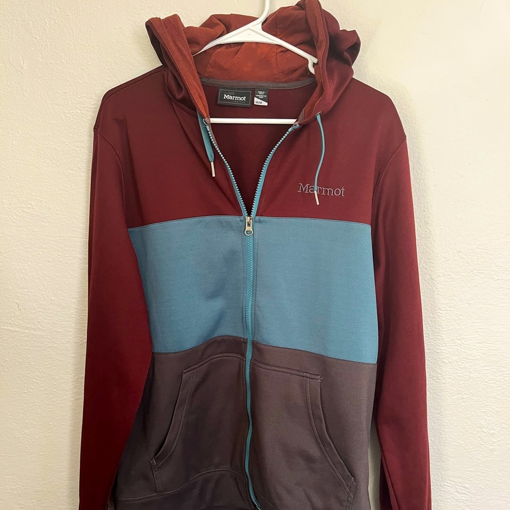 Men’s Marmot colorblock full-zip hoodie, size Medium